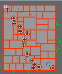 Labirinto com as setas indicando os lugares por onde passar.