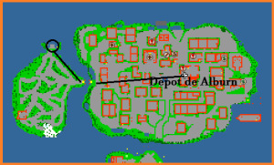 Saindo do Depot de Alburn, siga para o noroeste pelo caminho principal até encontrar Captain Nestor.